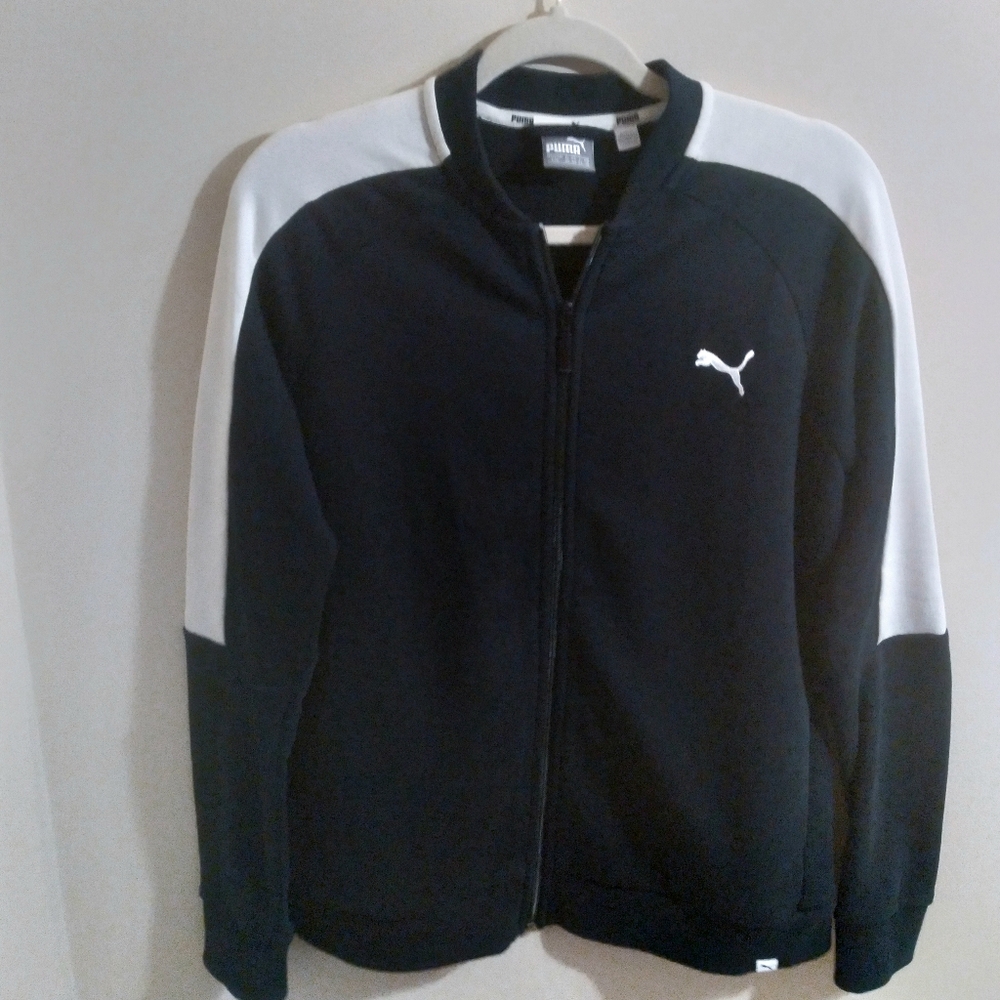 Puma Black and White Chunky Track Bomber Jacket